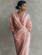 Alessia | Vestido Maxi de Lino Rosa