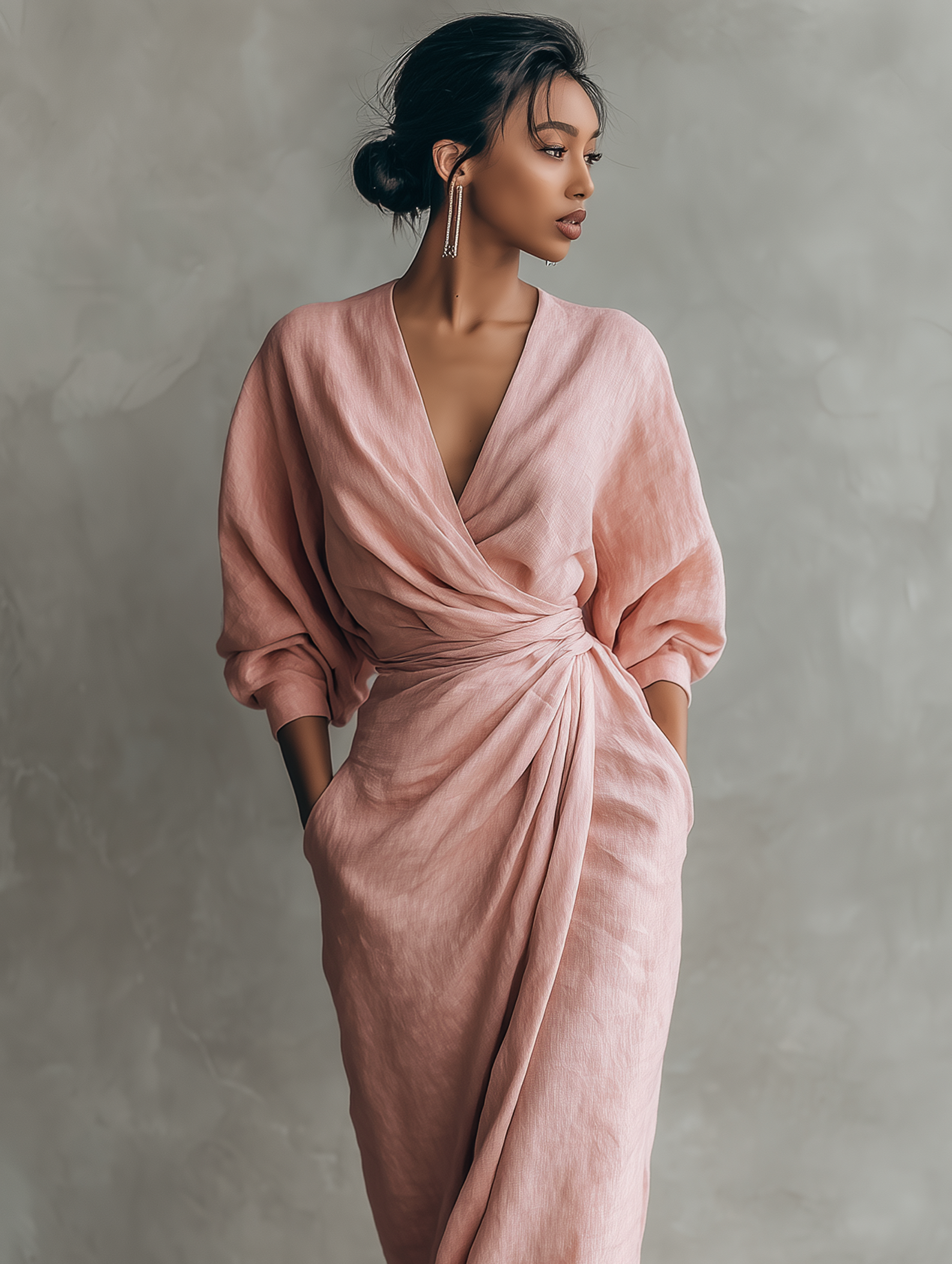 Alessia | Vestido Maxi de Lino Rosa