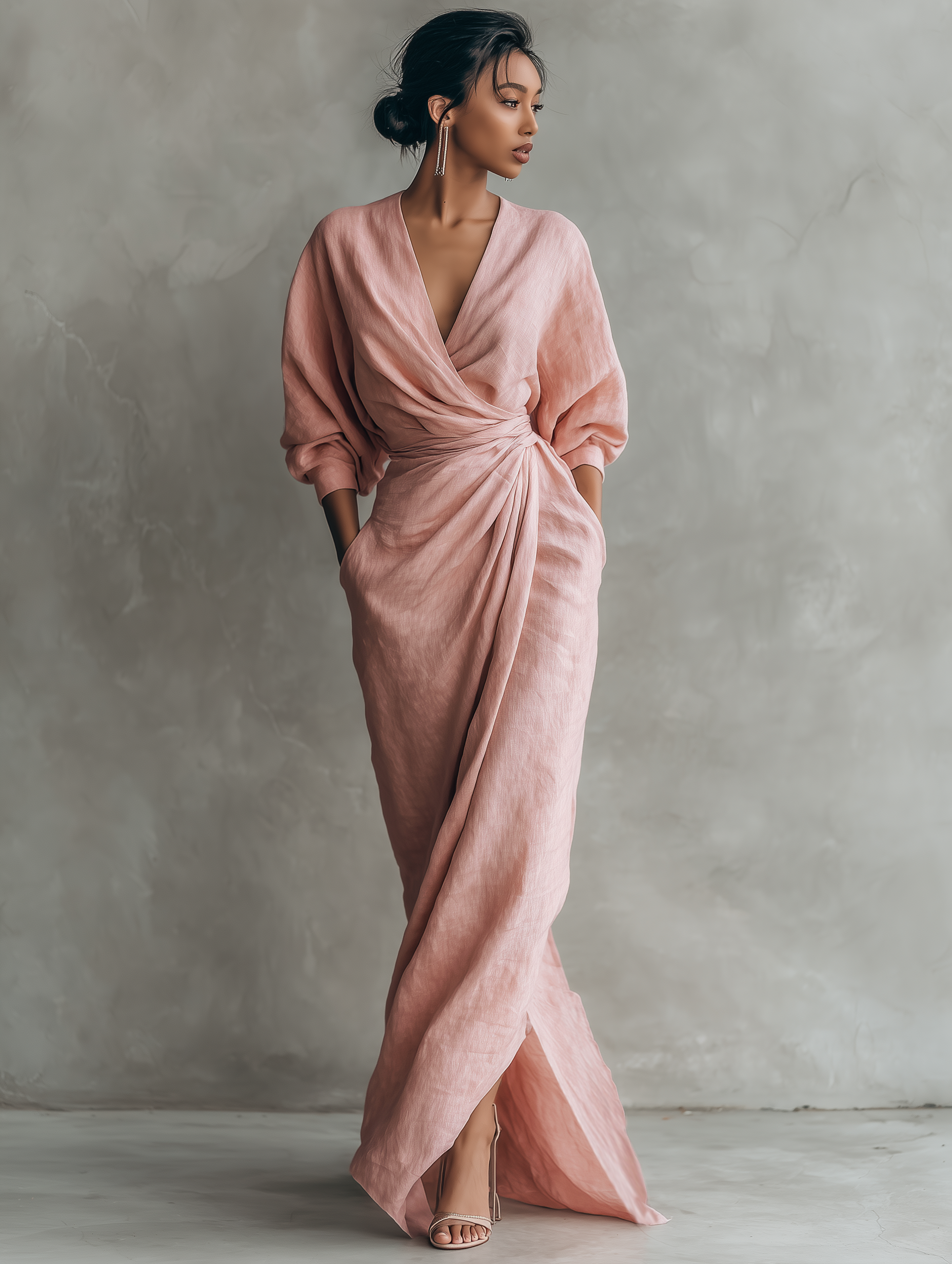 Alessia | Vestido Maxi de Lino Rosa