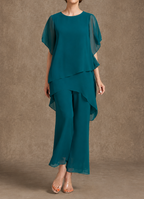 Isabel | Conjunto Elegante de Gasa con Blusa Fluida y Pantalón Ancho