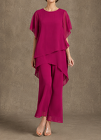 Isabel | Conjunto Elegante de Gasa con Blusa Fluida y Pantalón Ancho