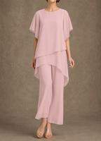 Isabel | Conjunto Elegante de Gasa con Blusa Fluida y Pantalón Ancho