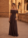 María | Vestido Largo Asimétrico con Elegante Drapeado
