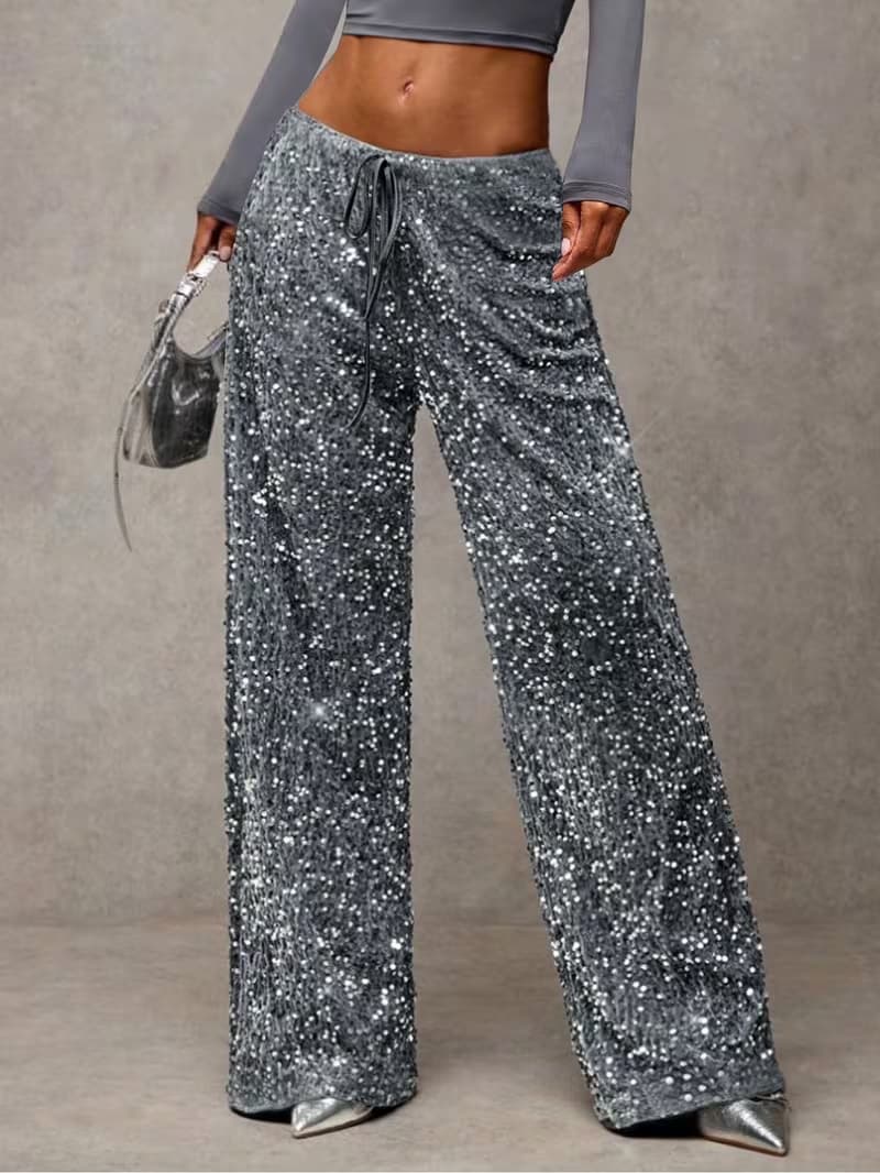 PANTALÓN LENTEJUELAS CINTURA ALTA