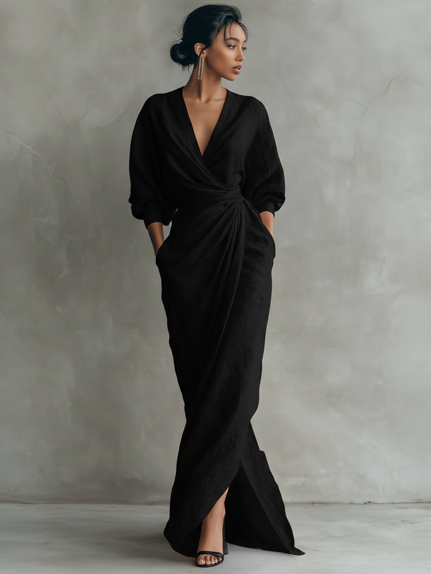 Alessia | Vestido Maxi de Lino Rosa