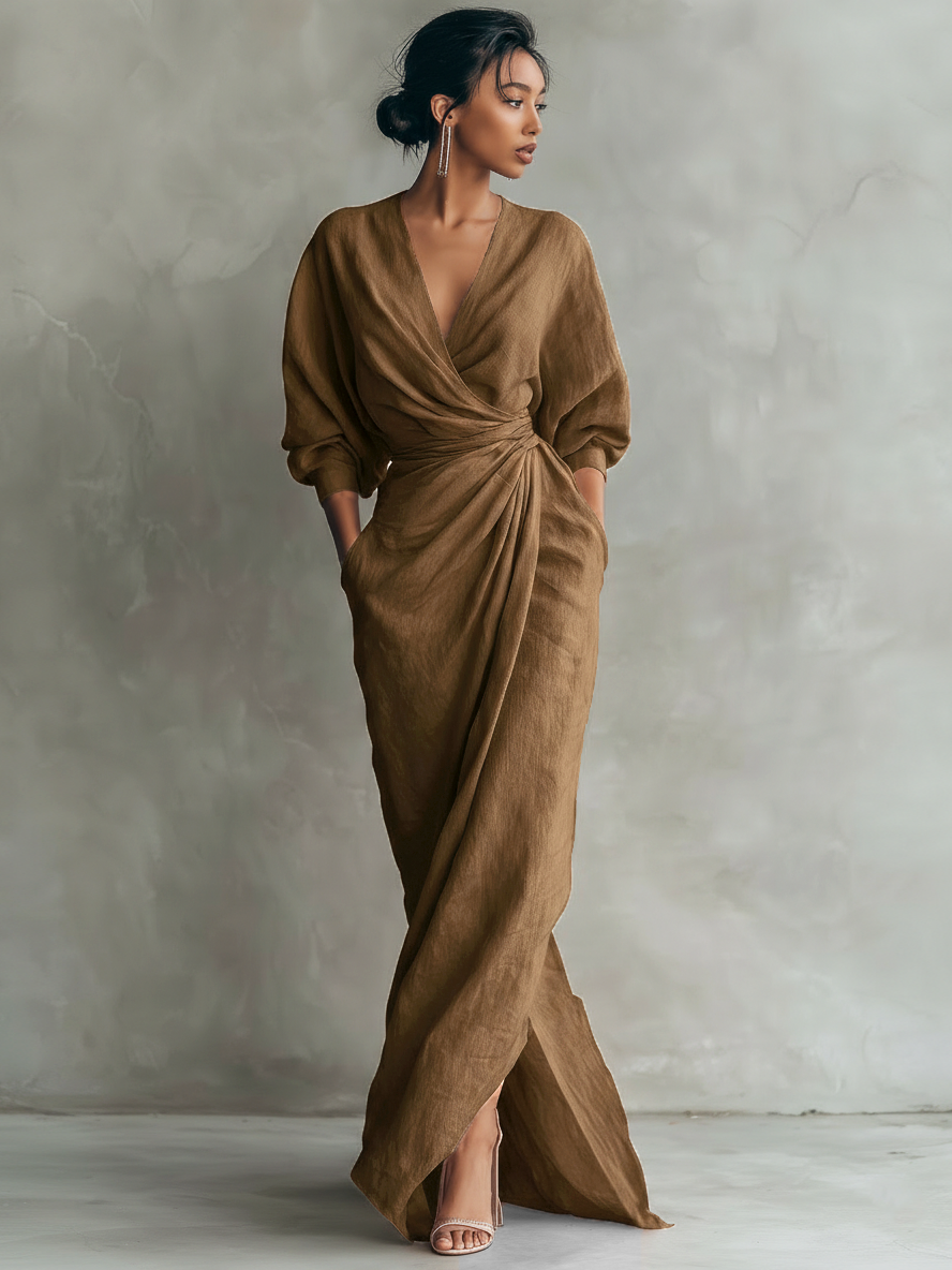 Alessia | Vestido Maxi de Lino Rosa